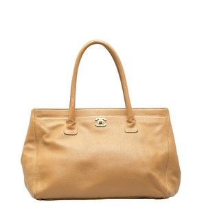 CHANEL Cocomark Executive Tote Shoulder Bag Beige Caviar Skin